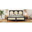 Queen Size Wood Platform Bed With Natural Rattan Headboard And Footboard Decoration, Black And Beige Colour Match-1785753303-1785753301