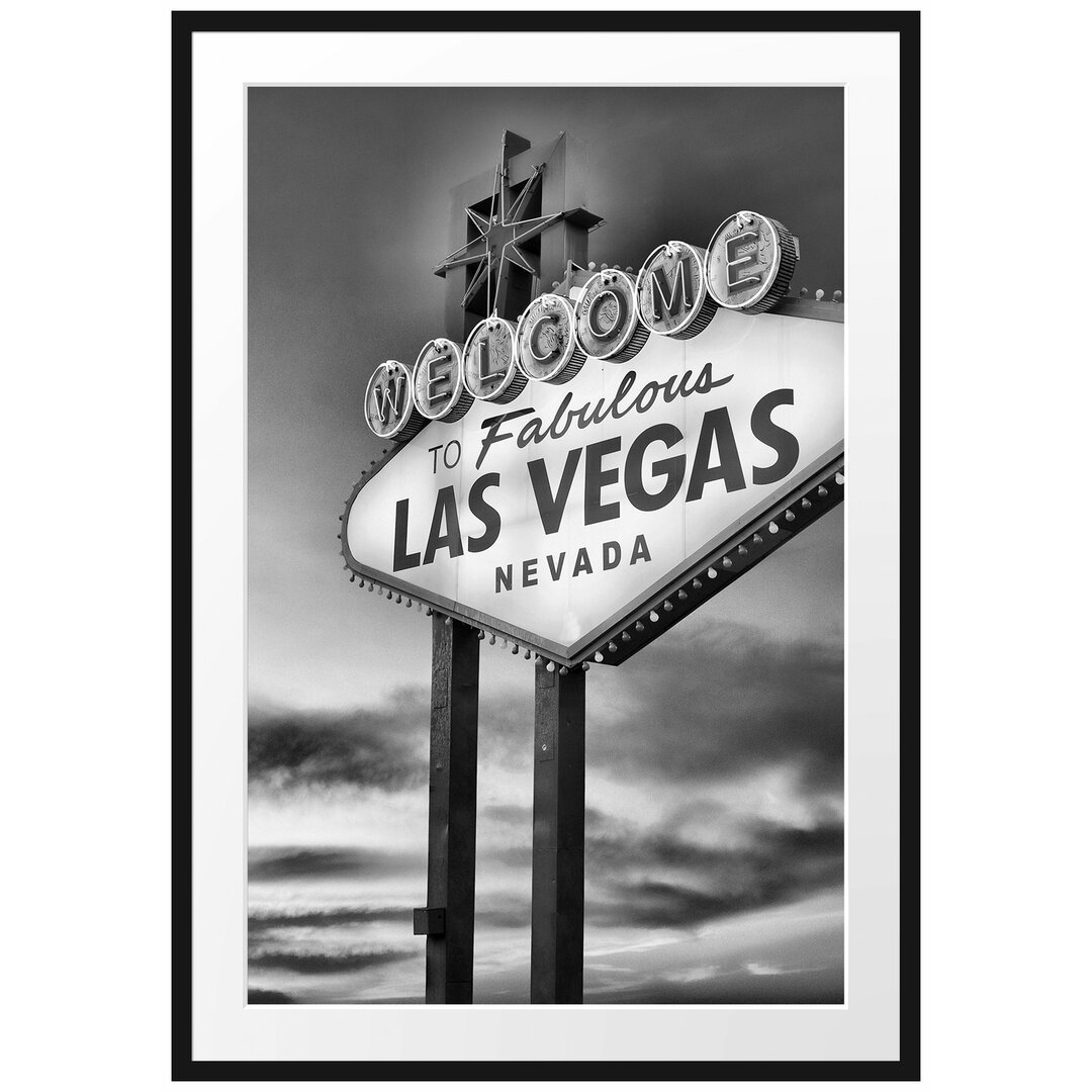 Gerahmtes Poster Las Vegas Schild in der Dämmerung