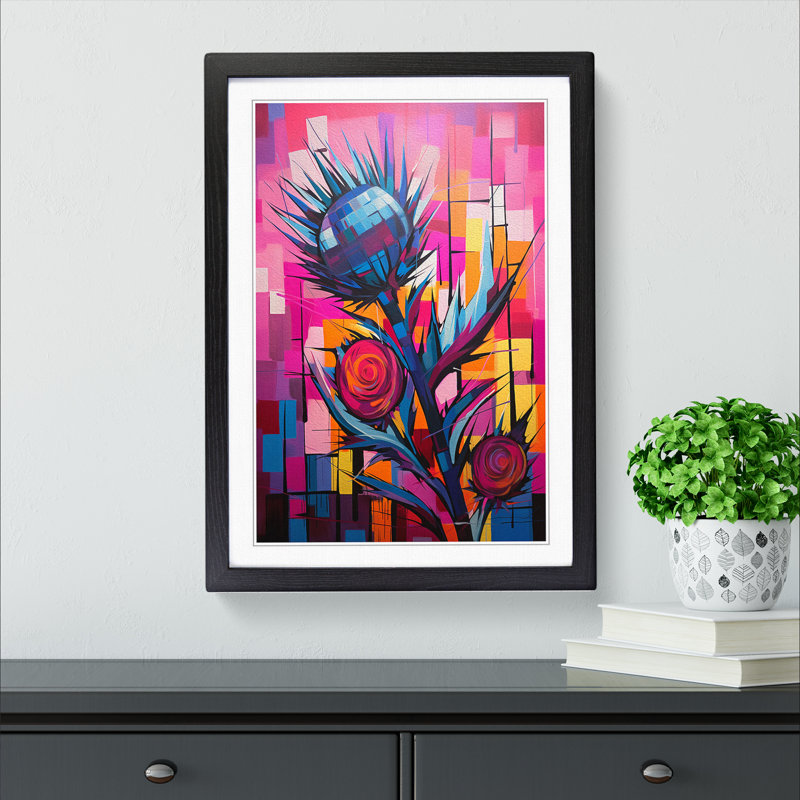 Thistle Constructivism - Single Picture Frame Print on Wood, Black Framed, 34cm H x 25cm W