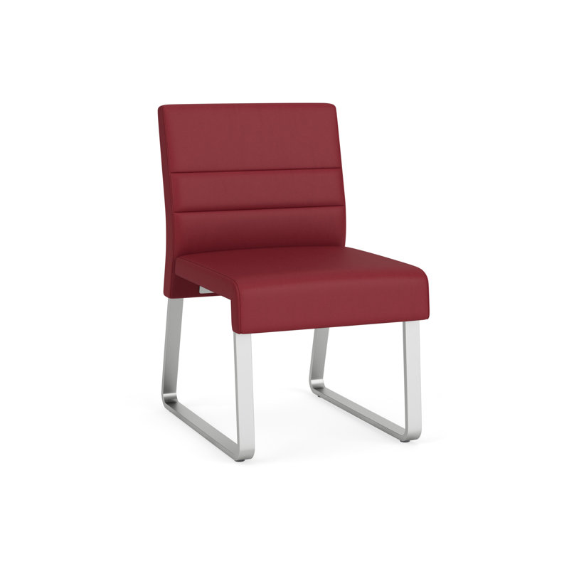 Chaise d'invité sans accoudoirs Waterfall, Argent, Vinyle Patriot Plus Bordeaux