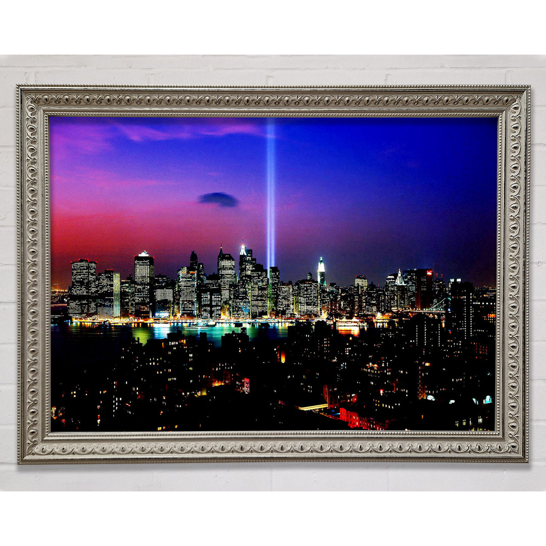 New York City Night Beam - Einzelner Bilderrahmen Kunstdrucke