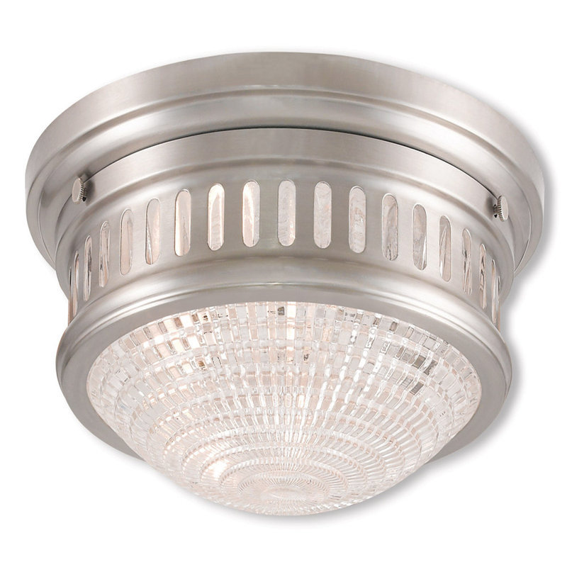 Bywell Glass Flush Mount, 5.75" H x 13" W x 13" D, Brushed Nickel