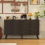 Buffet décoratif 4 portes moderne noir avec tablettes réglables