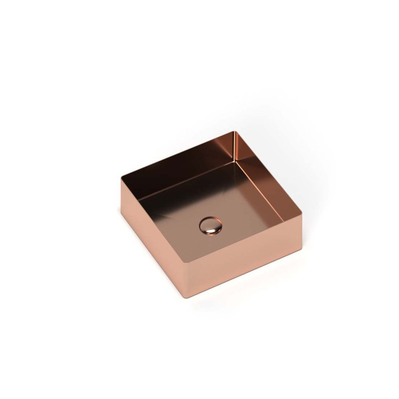 Badeloft 15.75" x 15.75" Stainless Steel Vessel Bathroom Sink ES-WB-400-BRG in Brushed Rose Gold, Brushed Rose Gold