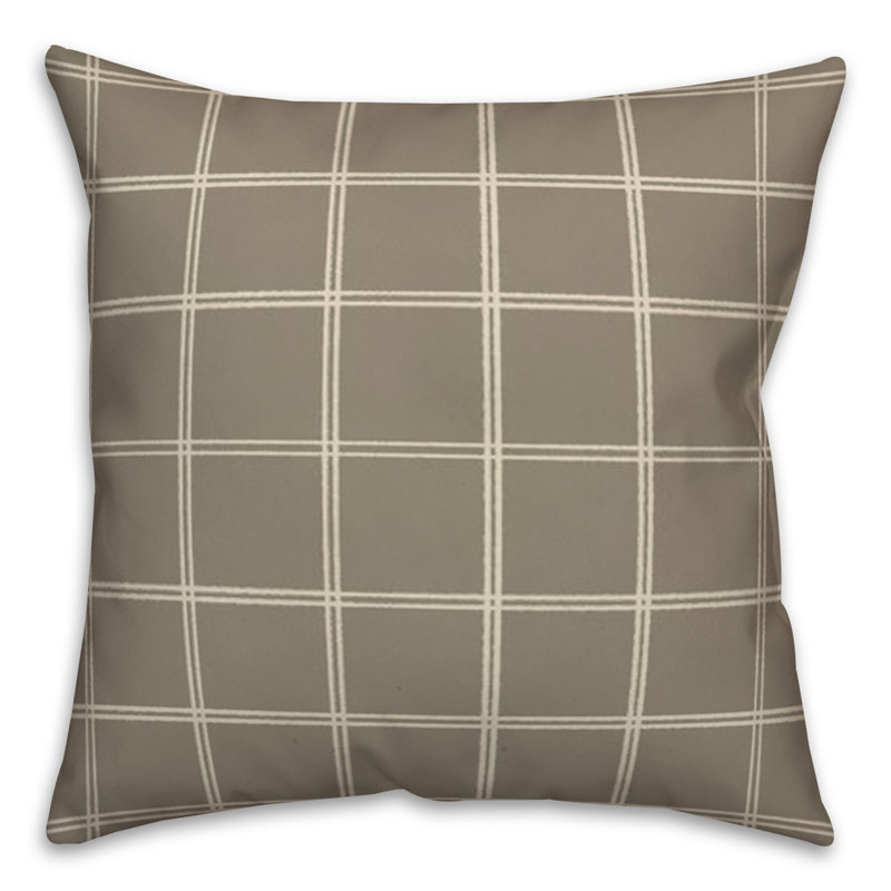Checkered Throw Pillow, Taupe/White