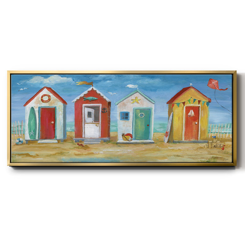 Bright Beach Huts - Toile encadrée, H 20 po x l 50 po