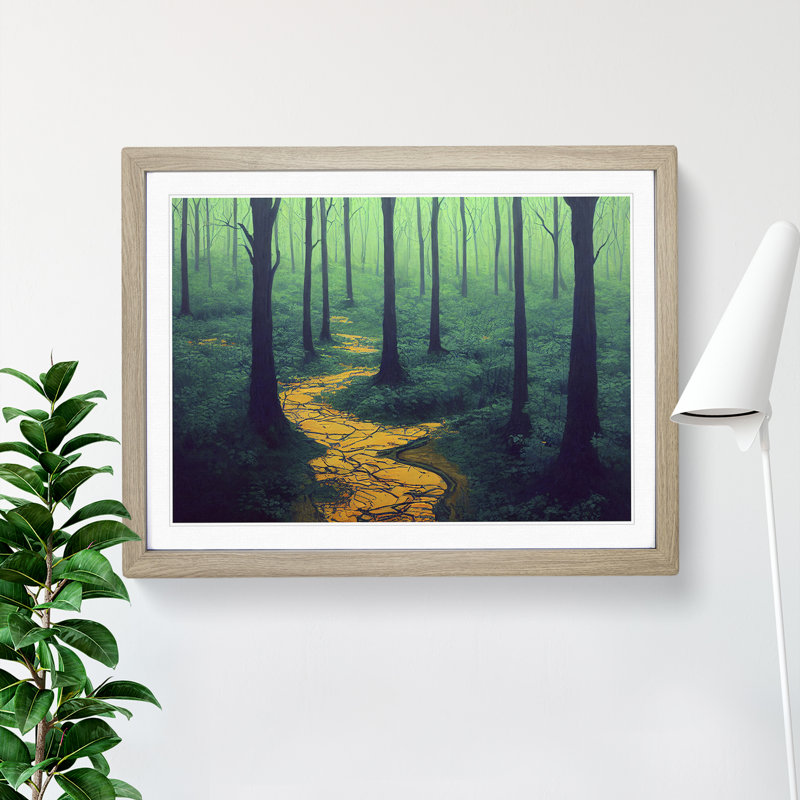 Spring Forest Path - Framed Print, 34cm H x 46cm W x 2cm D, Oak