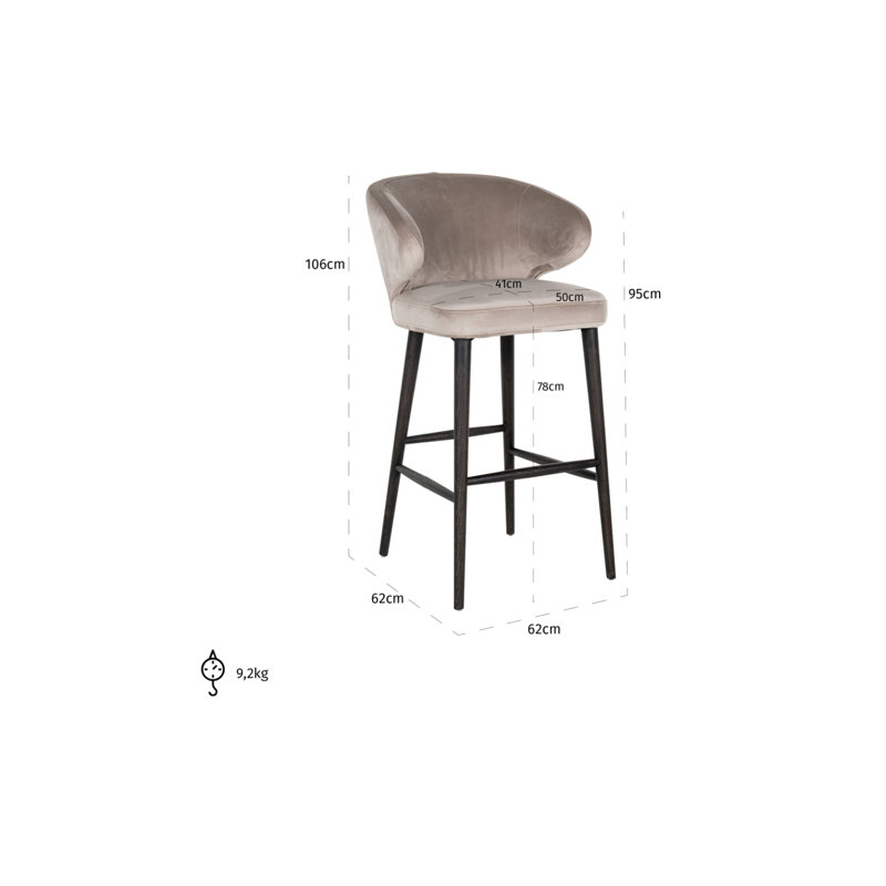 Tabouret en velours indigo