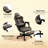 Pu Leather Office Gamer Chair, High Back Swivel Recliner, With Footrest, Lumbar Support, Adjustable Height