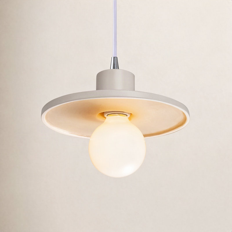 Luminaire suspendu simple Leni, Blanc mat / or champagne, Chrome poli