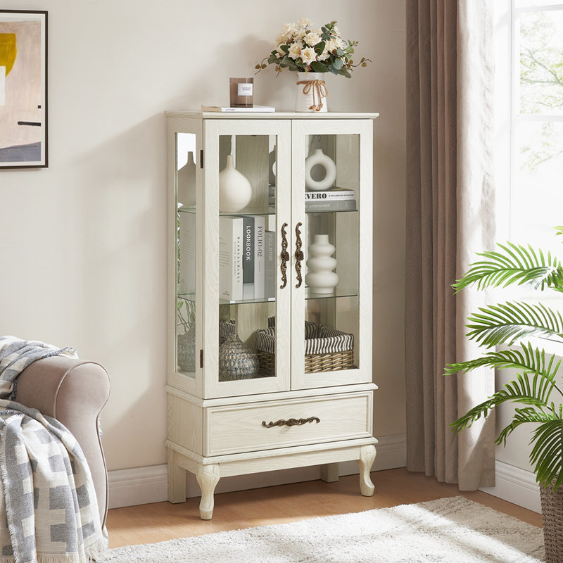 THKOTY Lighted Glass Cabinet With 2 Doors | Wayfair