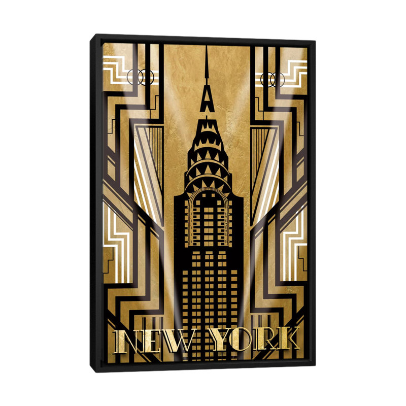 «Ny Deco» par Katrina Craven - impression d'art graphique, Black Framed, Pas de tapis, H 40 po x l 26 po x P 1,5 po