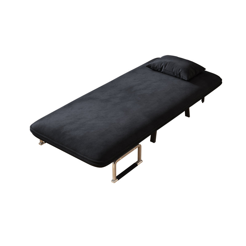  "31.5" convertible chair bed with adjustable backrest, tri-fold sofa bed with steel frame & pillow"