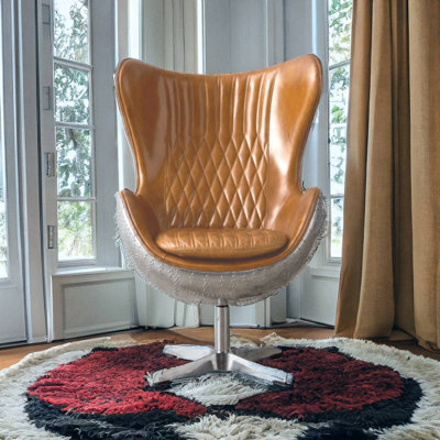 Faux Leather Swivel Accent Chair