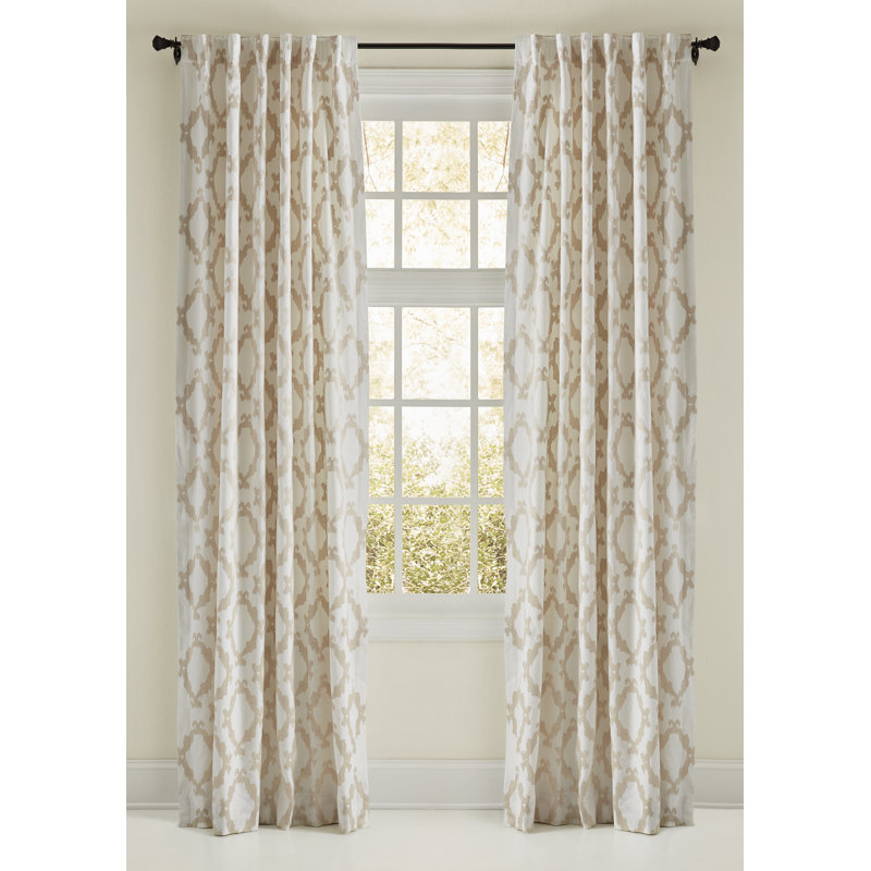 Pompei Room Darkening Curtain, 50"W x 96"L, Ivory/Gold