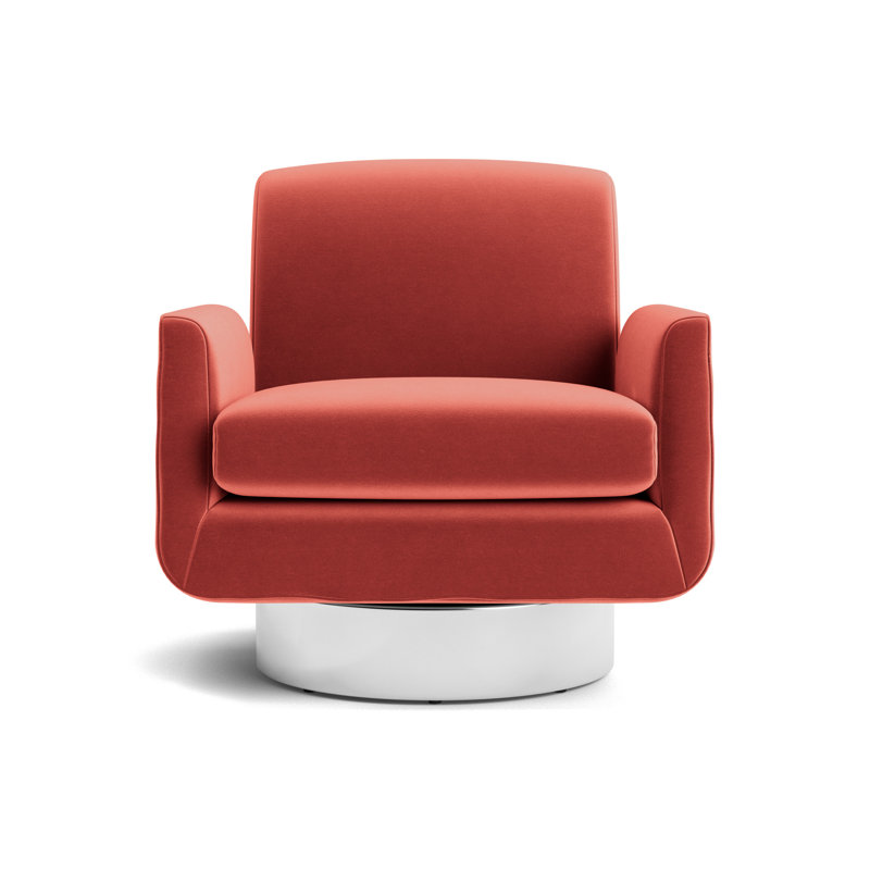 Supernova Full Swivel Chair, Performance Velvet - Sienna, Polished Stainless Steel