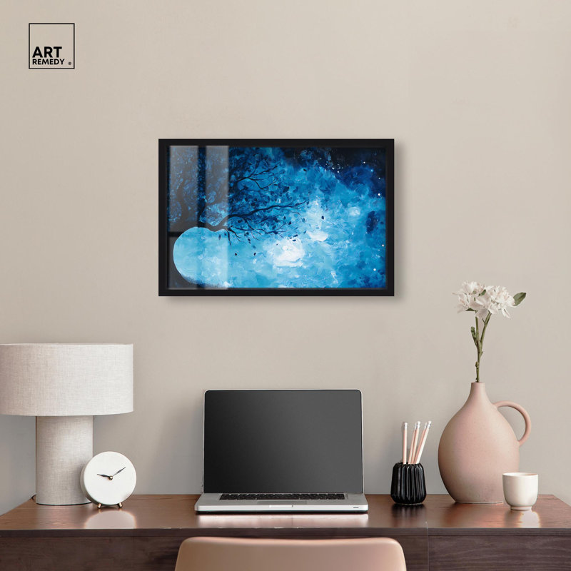 Décoration murale nature feu et glace arbre II Shadowbox par Art Remedy, Noir, H 17 po x l 25 po