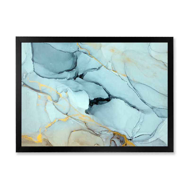 «Golden Turquoise», art mural sur toile Glam, H 12 po x l 20 po x P 1 po, Toile avec cadre noir