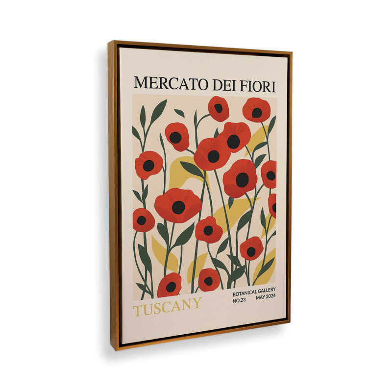 Printemps du marché aux fleurs de Toscane, H 30,75 po x l 20,75 po, Cadre flottant or poli