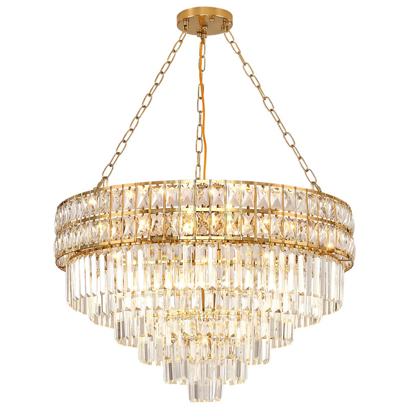 Imma Crystal Empire Chandelier, Gold, 42.5" H x 29.5" W x 29.5" D