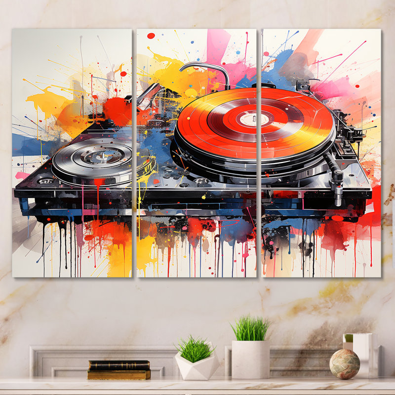 Pop Art DJ Turntables III - Platines et boîtes murales, Toile tendue, H 32 po x l 48 po