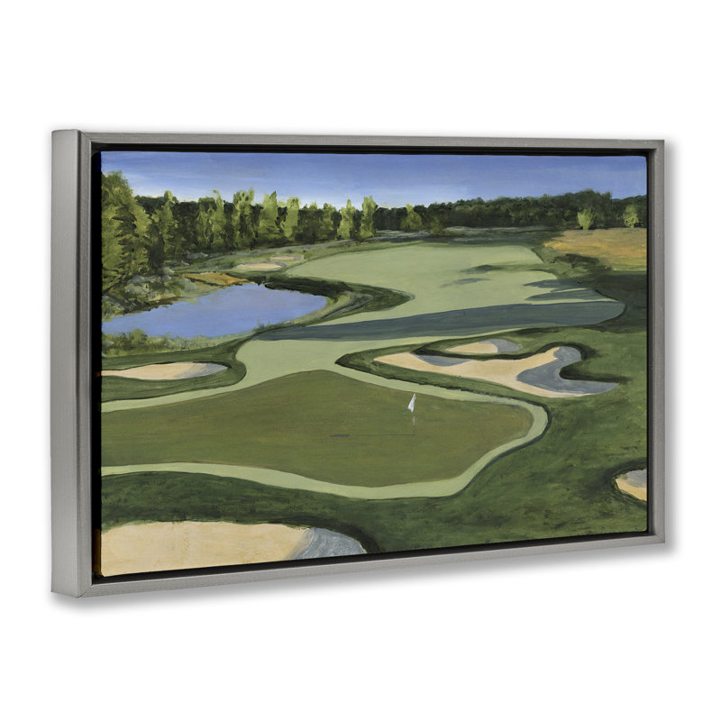Toile flottante encadrée Traditional Golf Course par Michael Willett, H 17 po x l 25 po, Cadre flottant gris lustré