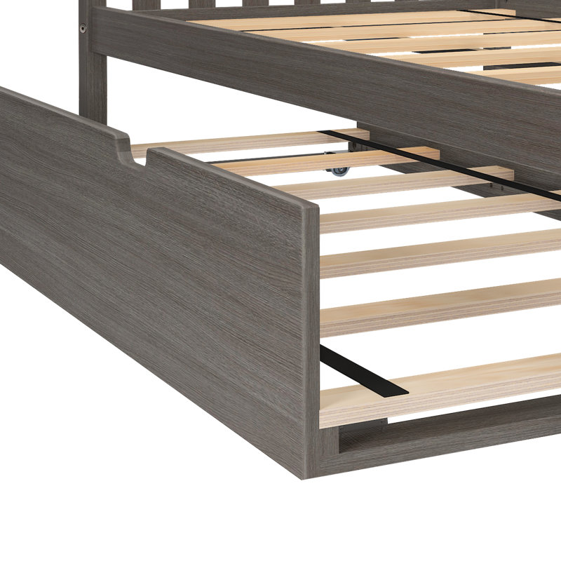 Borel Solid Wood Twin Trundle Bed, Clay