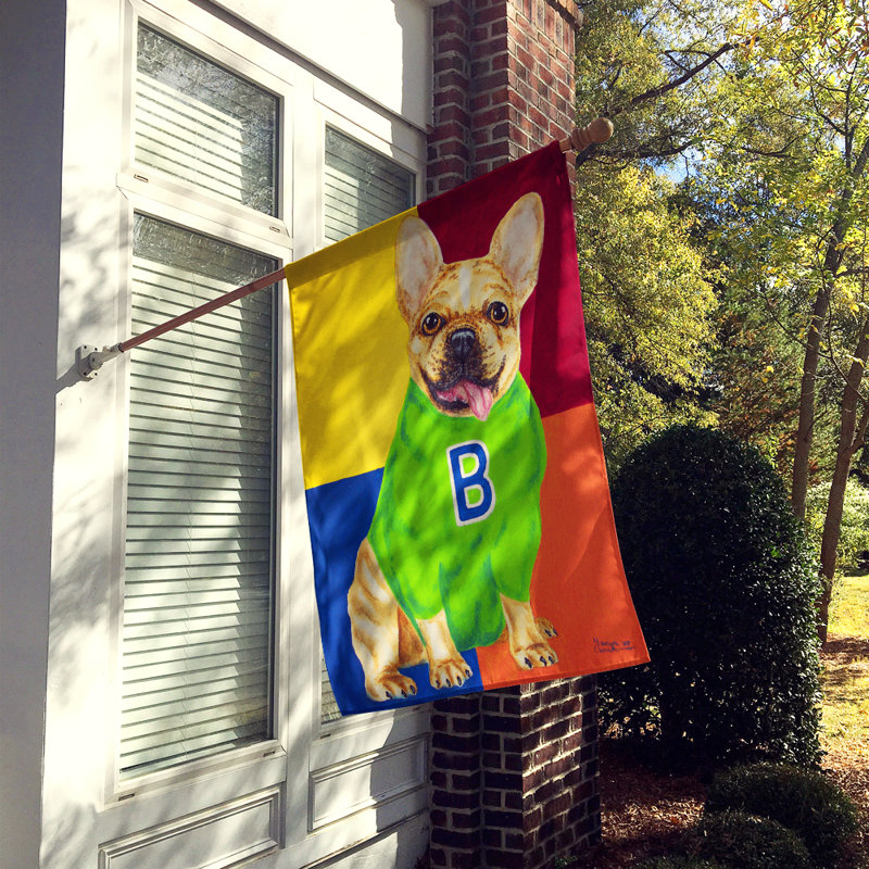 Drapeau de jardin french bouledogue go team, H 28 po x l 40 po