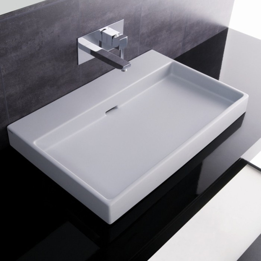 Urban Rectangular Dual Mount Bathroom Sink with Overflow WS Bath Collections Faucet 