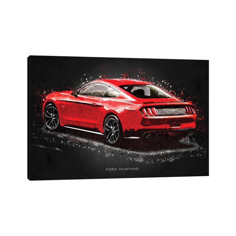Ford Mustang Acrylic by Gab Fernando - Wrapped Canvas Print, 20.32 cm H x 30.48 cm W