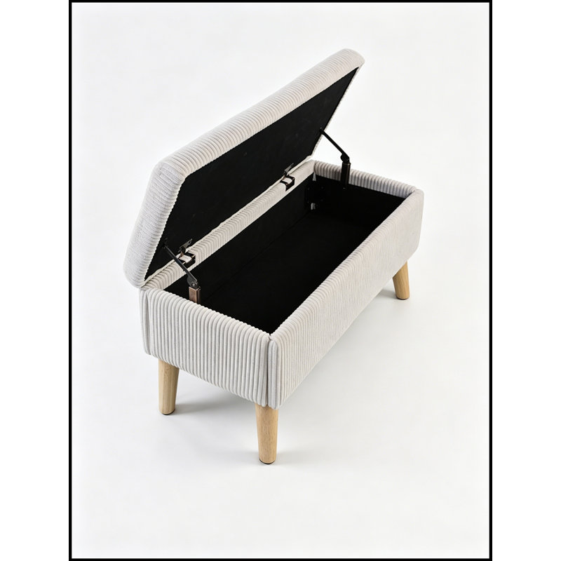 Banc rembourré avec rangement rabattable et pieds robustes, Beige