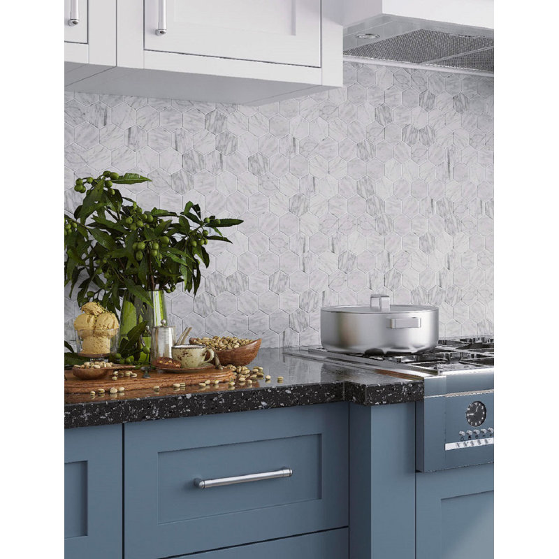 Carrara 9" x 10" Natural Stone Peel & Stick Mosaic Tile