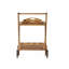 Chariot-bar en bois d'acacia teinté naturel avec roues