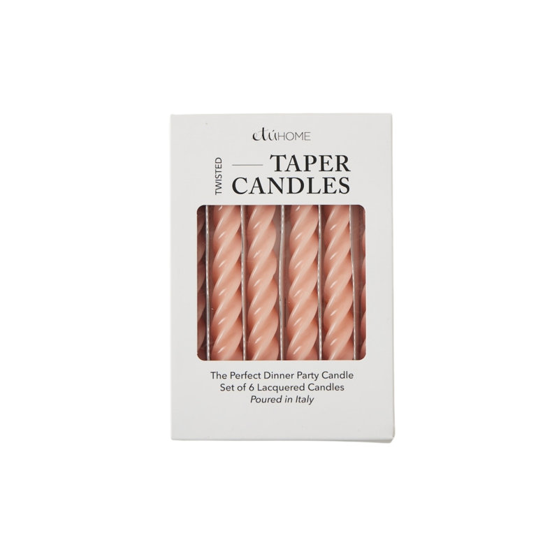 Lacquered Twisted Taper Candles, Blush