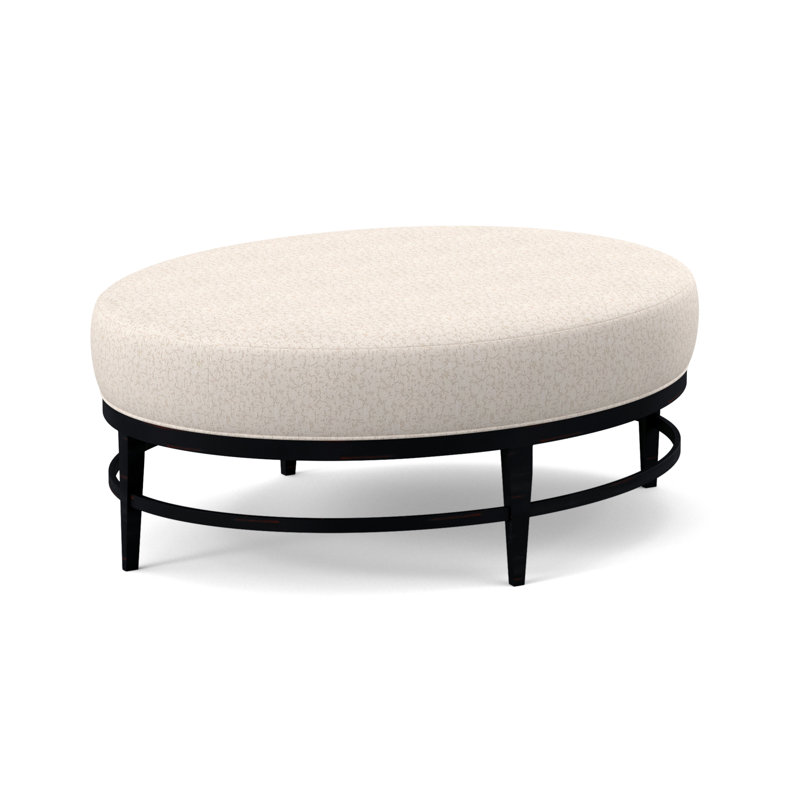 Elliptic Oval Ottoman, White Caps Fog Viscose, Vintage Ebony