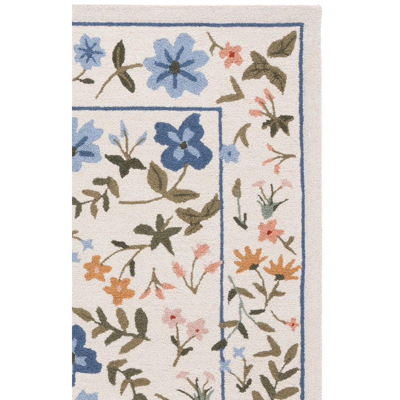 Tapis floral en laine et coton touffeté à la main Angeline Martha Stewart, Tapis de couloir 2 pi 3 po x 8 pi