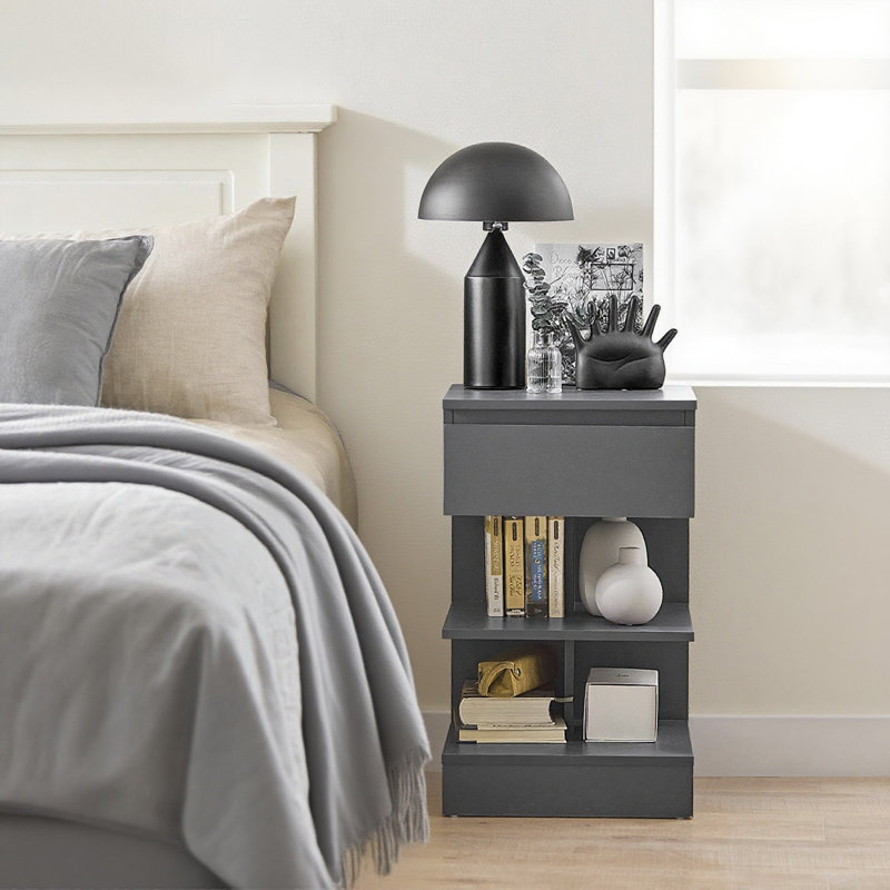 Irasville 39cm W Manufactured Wood Bedside Table, Grey