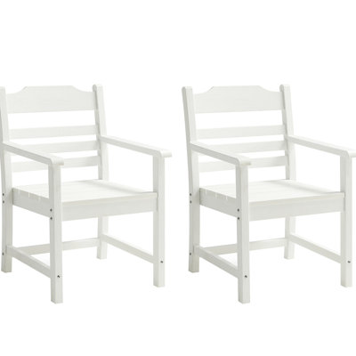 Patio Dining Chair Of 2, Hips Made, Pure White With Wood Texture, For Relaxing Outdoor Experience 2 , Grain , Choice
