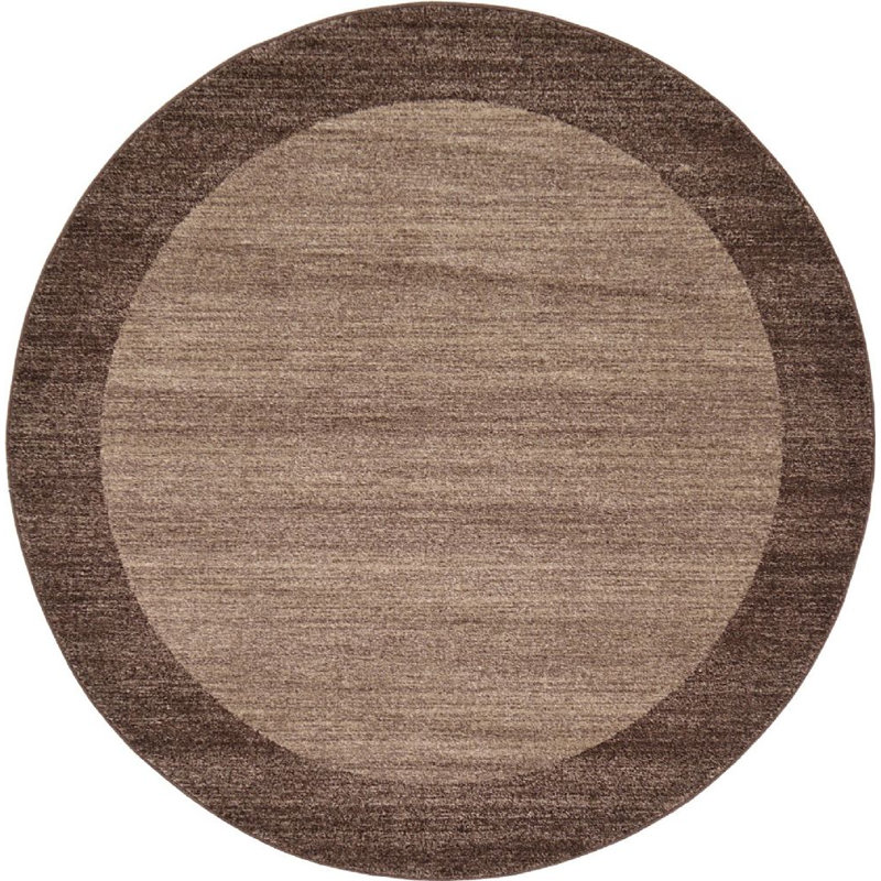 Tapis géométrique brun clair Desdemona, Rond 6 pi
