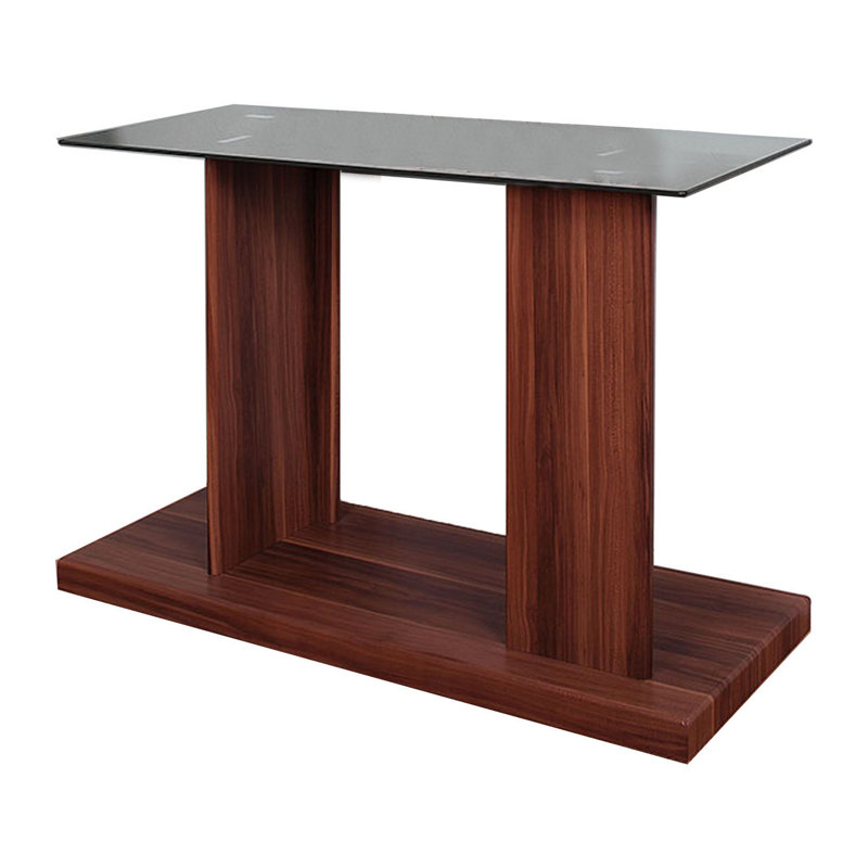 47.25'' Glass Top Console Table, Brown/Black