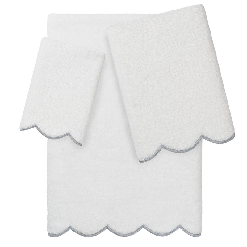  Ensemble de serviettes 100% coton ADORNIA, Ensemble 3 serviettes de bain, Blanc / Gris