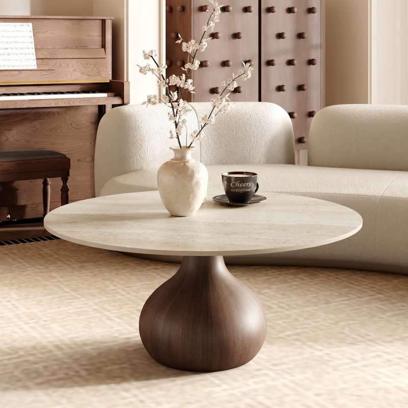 Table basse Gorman, 18.23" H x 41.73" L x 41.73" W, Matte Travertine