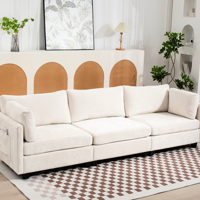 108,11 x 32,14 po Chenille 3 - Améliore le confort de l'espace de vie pour la construction de cadres de bureau, Beige