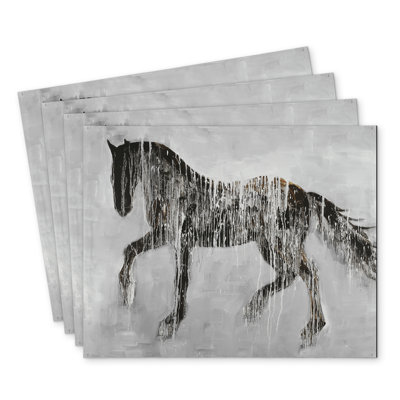 Horse Brown Silhouette Polyester Roksanda | Set of 4