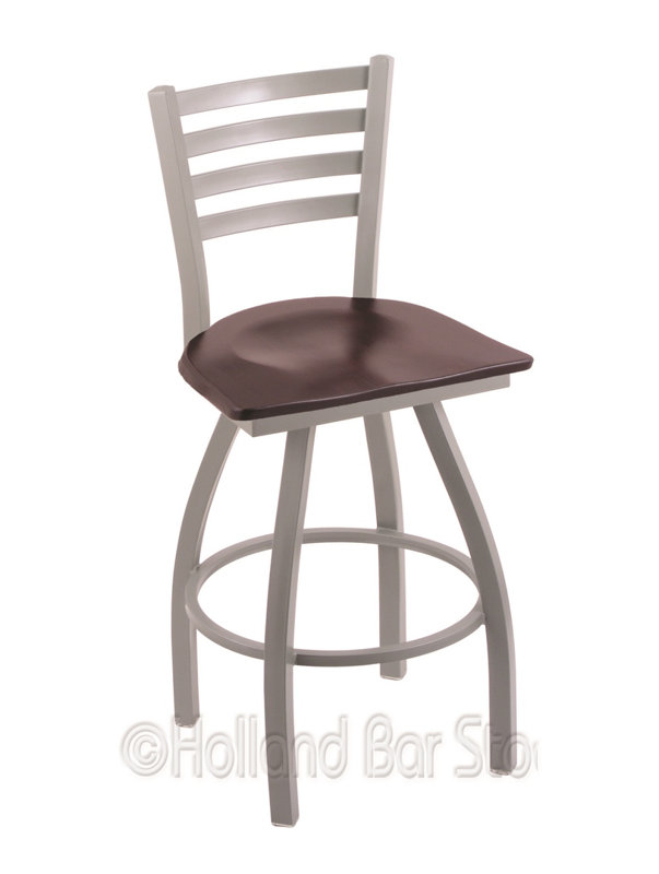 Tabouret de bar pivotant de 30" Evers, Érable cerisier foncé, Nickel anodisé