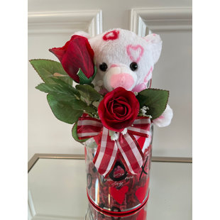 Faux Silk Rose Arrangement in Vase