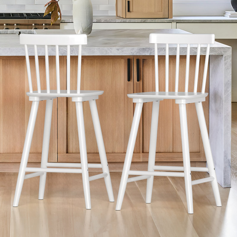 Tabouret Baggett, Tabouret de comptoir (siège d'une hauteur de 24 p, 2, Blanc