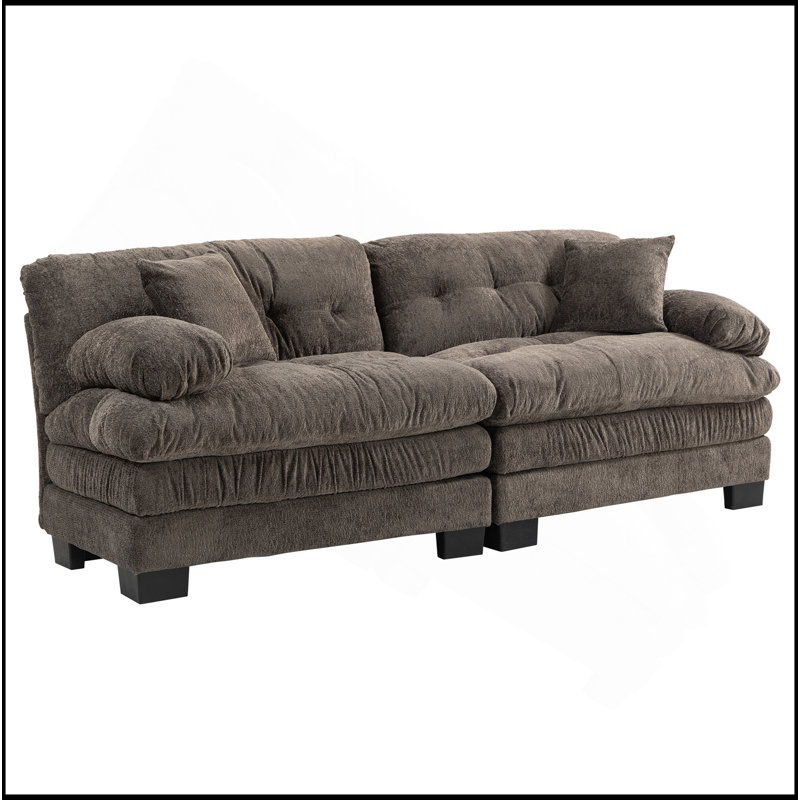 Canapé modulaire à deux places Canapé modulaire à assise profonde Canapé-lit en chenille Canapé-lit, Gris