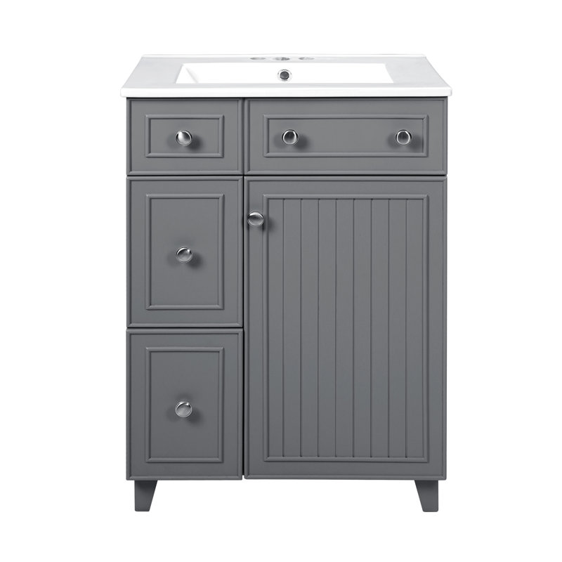 Meuble-lavabo moderne compact en bois massif