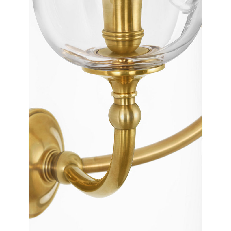 Embers 20" Double Hurricane Sconce with Clear Glass, Natural Brass